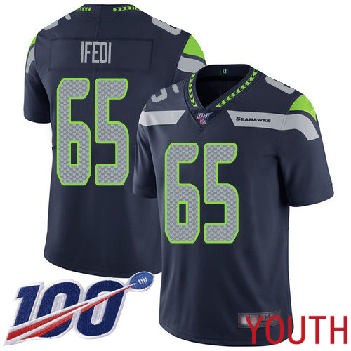 Seattle Seahawks Limited Navy Blue Youth Germain Ifedi Home Jersey NFL Football #65 100th Season Vapor Untouchable->women nfl jersey->Women Jersey